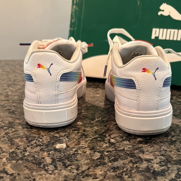 Puma call star rainbow White and Rainbow Sneakers with Platform Sole EUC 8.5 - Picture 9 of 14
